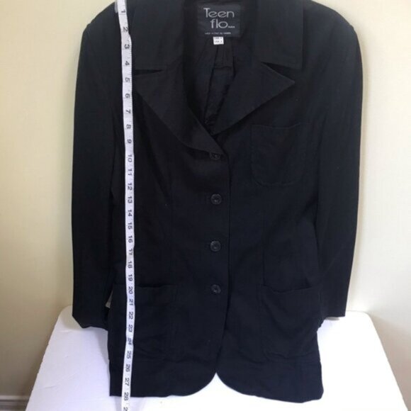 TeenFlo Paris Vintage Y2K Minimalist Stretch Jacket Blazer Cotton Pockets Button - Picture 11 of 12